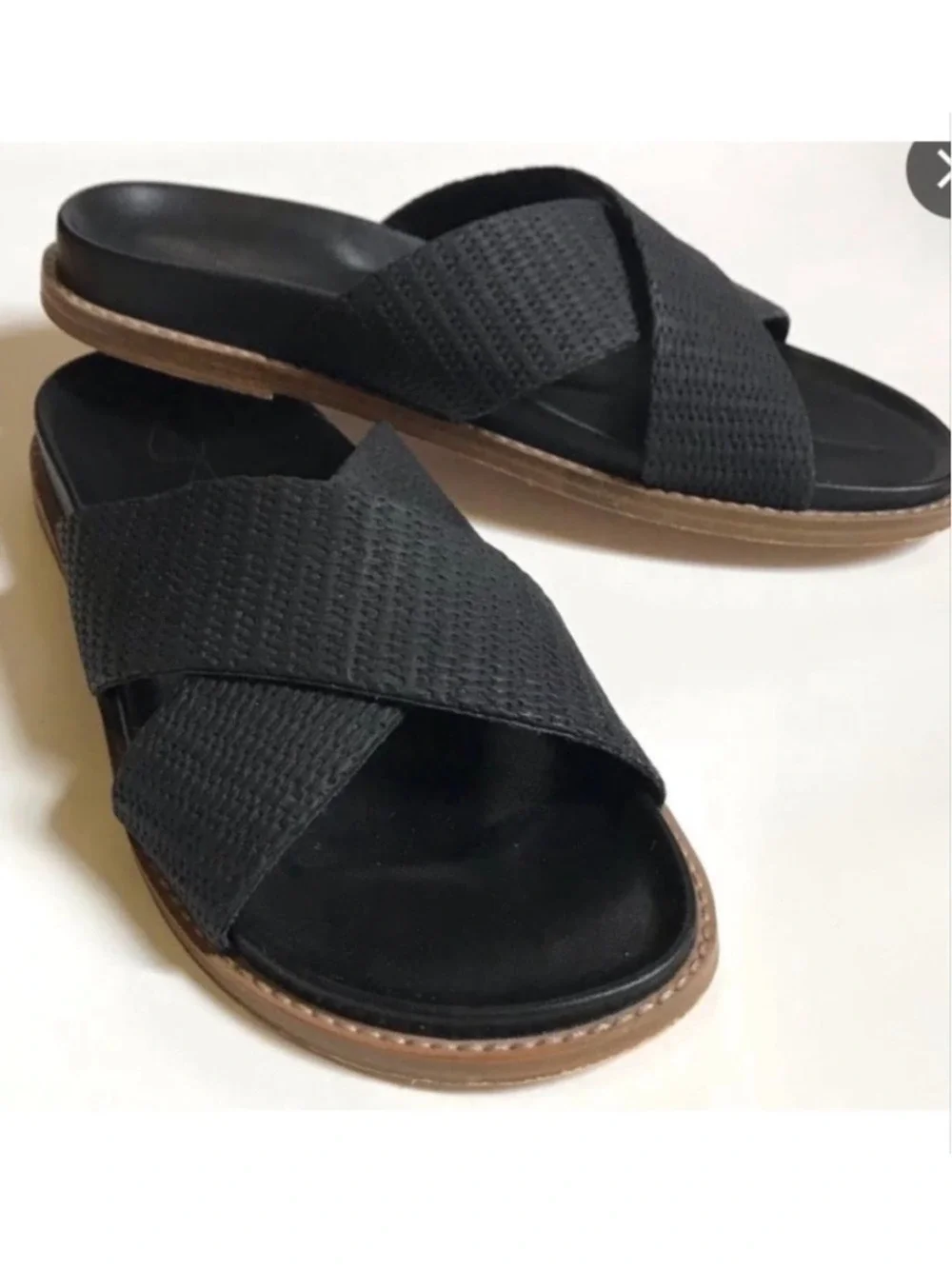 Joie Beachy Woven Minimalist Crisscross Wide Strap Slide Sandals Women’s 10